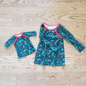 Cat & Jack 2T Christmas Sleep Dress with Matching Doll Sleep Dress NWOT